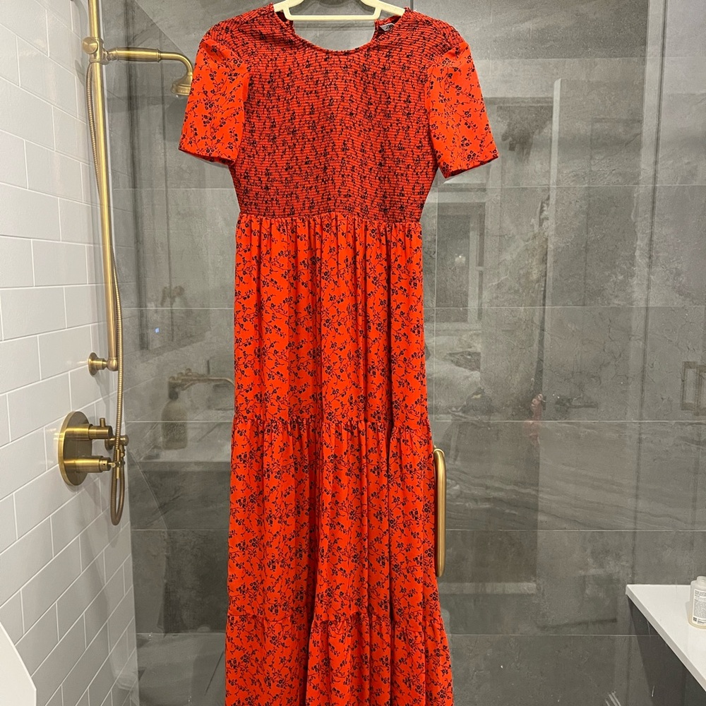 Zara Dress | Zara Red and Black Floral Maxi Dress | Color: Black/Red | Size: XS
